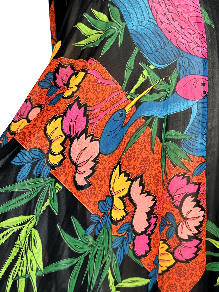 Rare vintage Judy Hornby Sheer Tropical Dress - S - M
