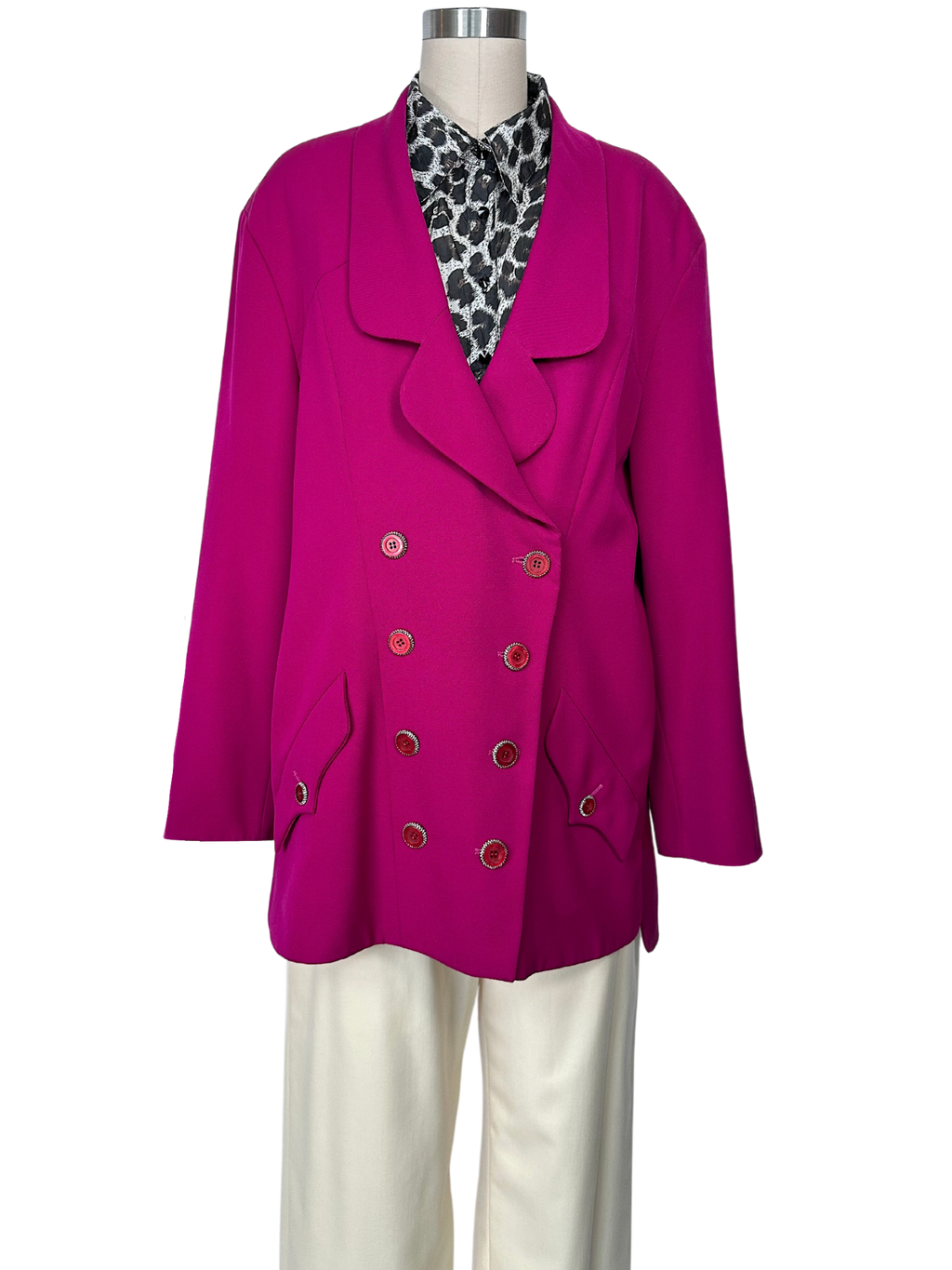 Vintage 1990s Karl Lagerfeld Fuchsia Blazer Jacket - L - XL