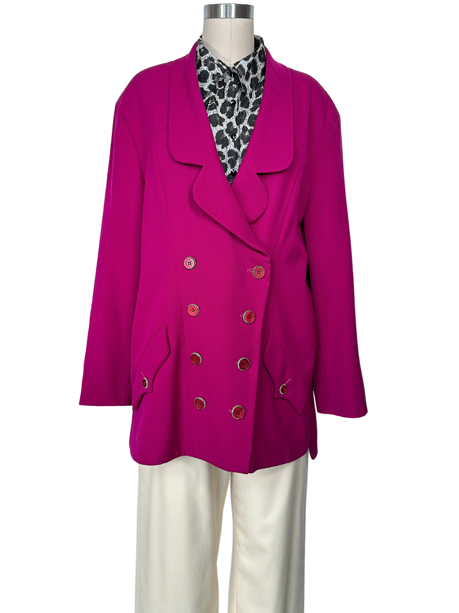 Vintage 1990s Karl Lagerfeld Fuchsia Blazer Jacket - L - XL