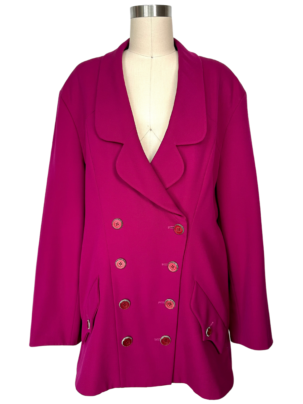Vintage 1990s Karl Lagerfeld Fuchsia Blazer Jacket - L - XL