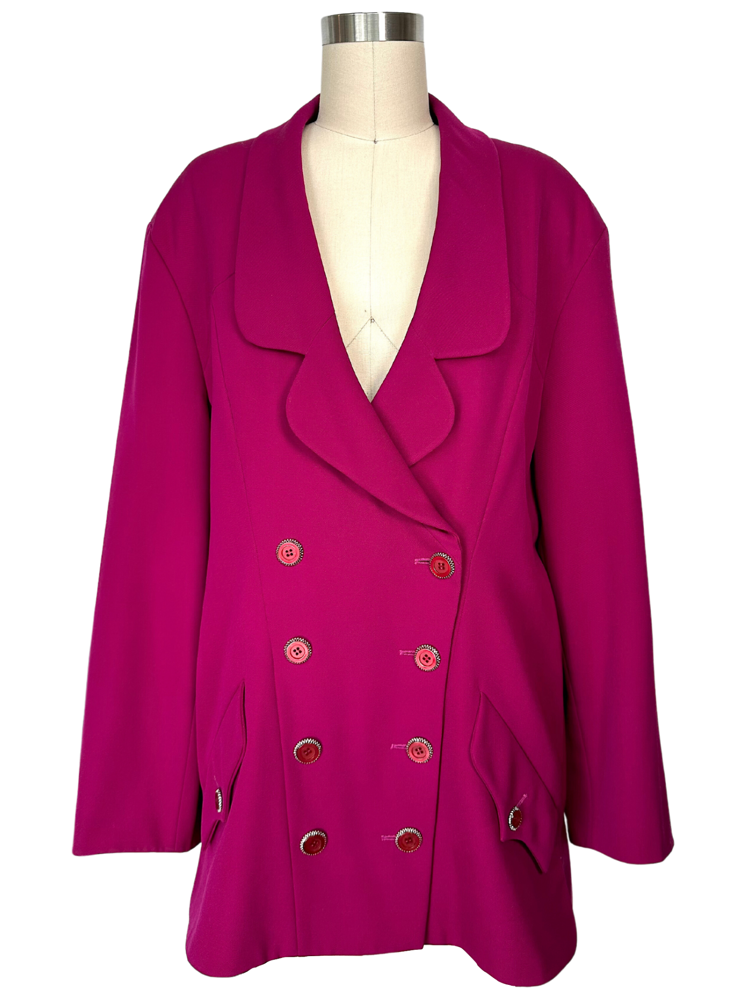 Vintage 1990s Karl Lagerfeld Fuchsia Blazer Jacket - L - XL