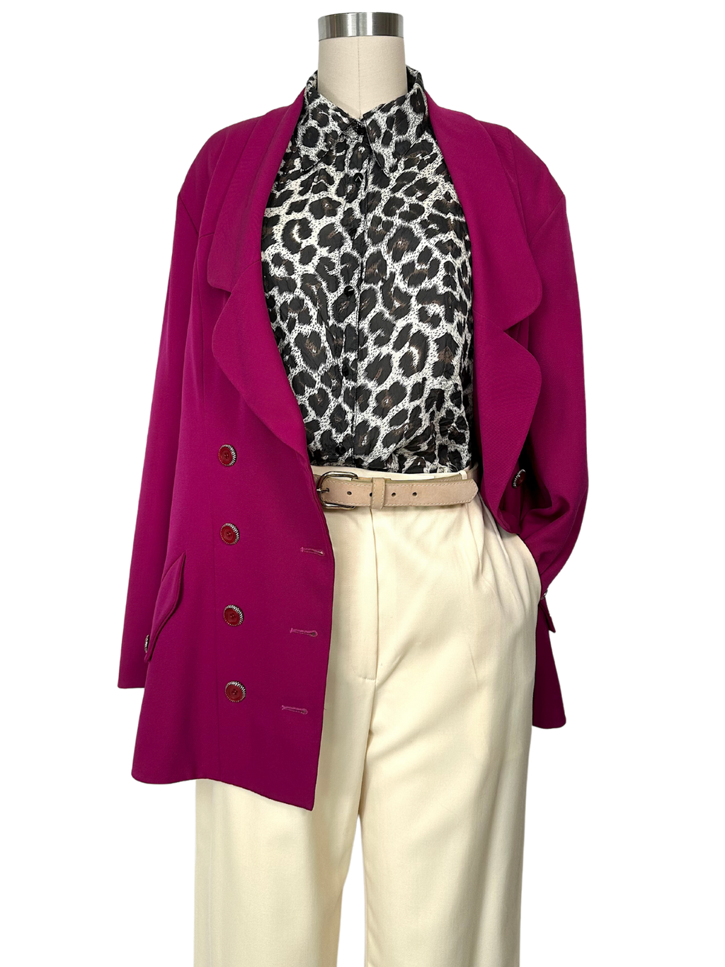 Vintage 1990s Karl Lagerfeld Fuchsia Blazer Jacket - L - XL