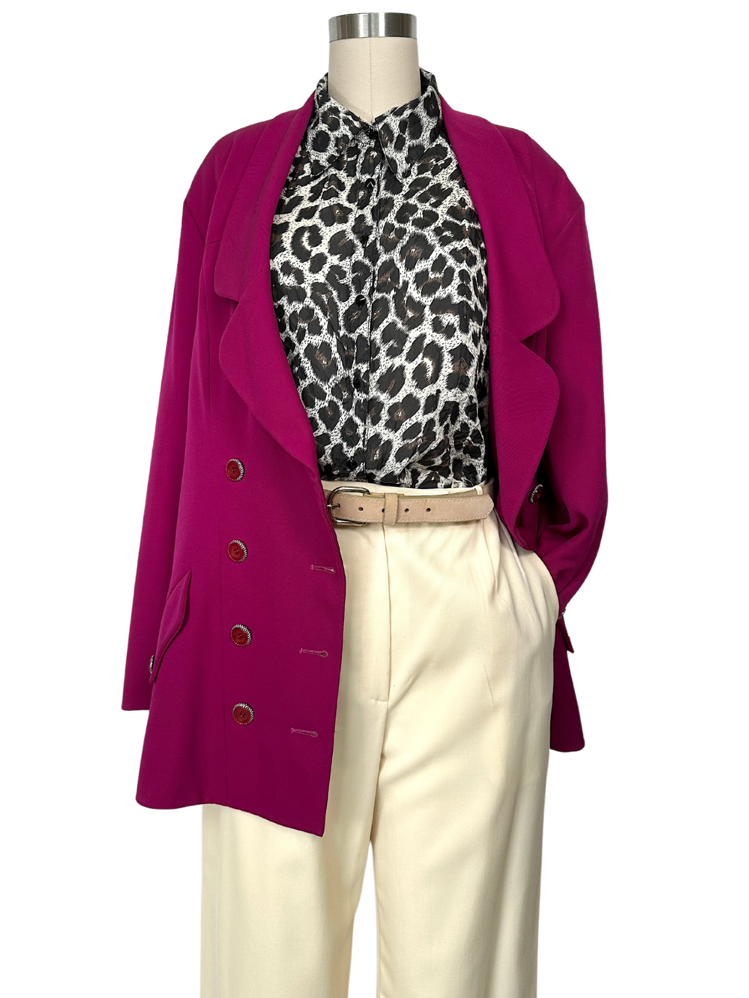 Vintage 1990s Karl Lagerfeld Fuchsia Blazer Jacket - L - XL