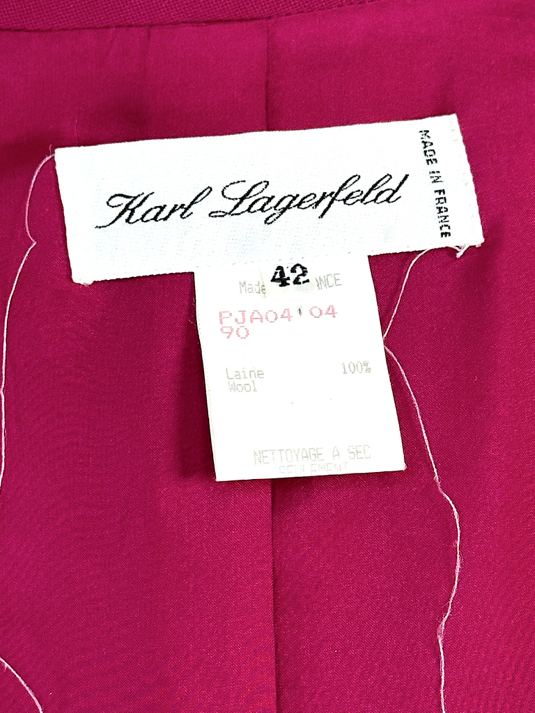 Vintage 1990s Karl Lagerfeld Fuchsia Blazer Jacket - L - XL