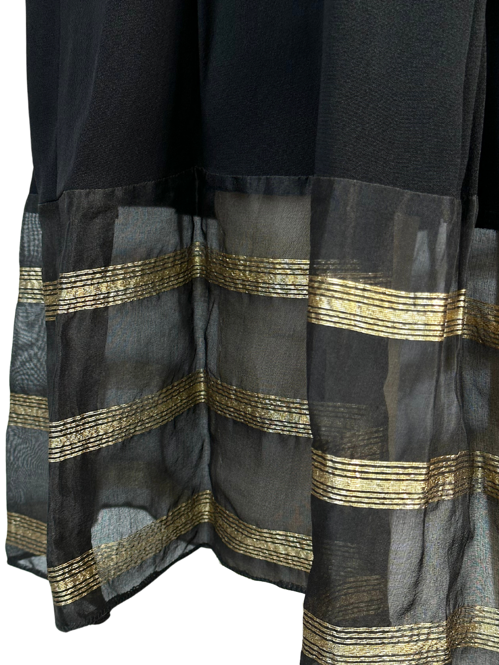 Vintage Landeaux Black Dress with Gold Detailing - M - L