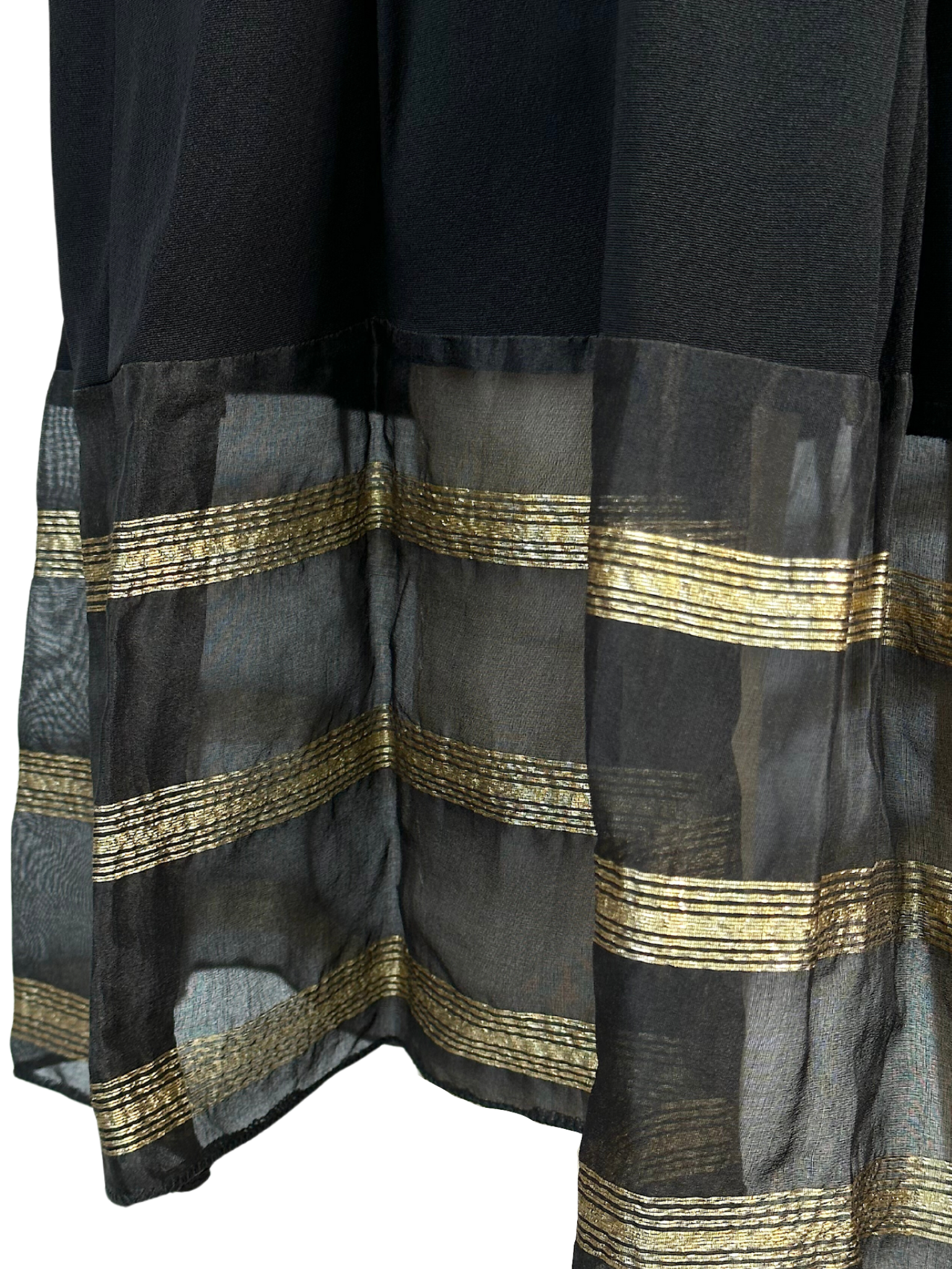 Vintage Landeaux Black Dress with Gold Detailing - M - L