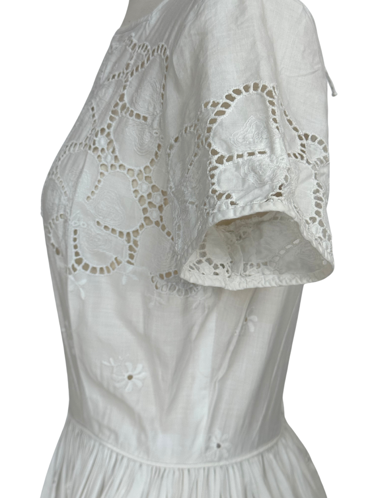 Vintage 1950s R&K Originals White Eyelet Fabric Dress - XS - S