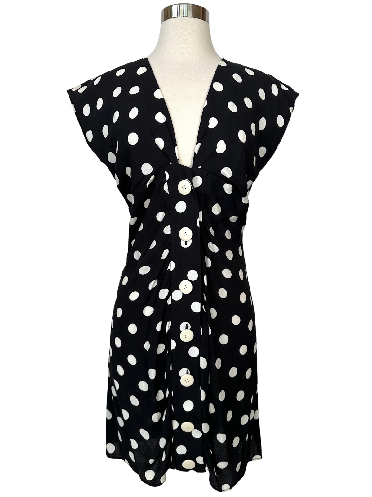 retro black and white polka dot dress Vintage Yves Saint Laurent Polka Dot Dress