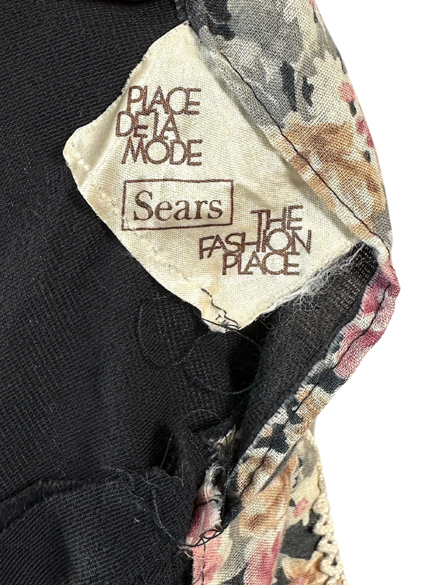 Vintage 70s Cottagecore Prairie Floral and Black Dress - M - L