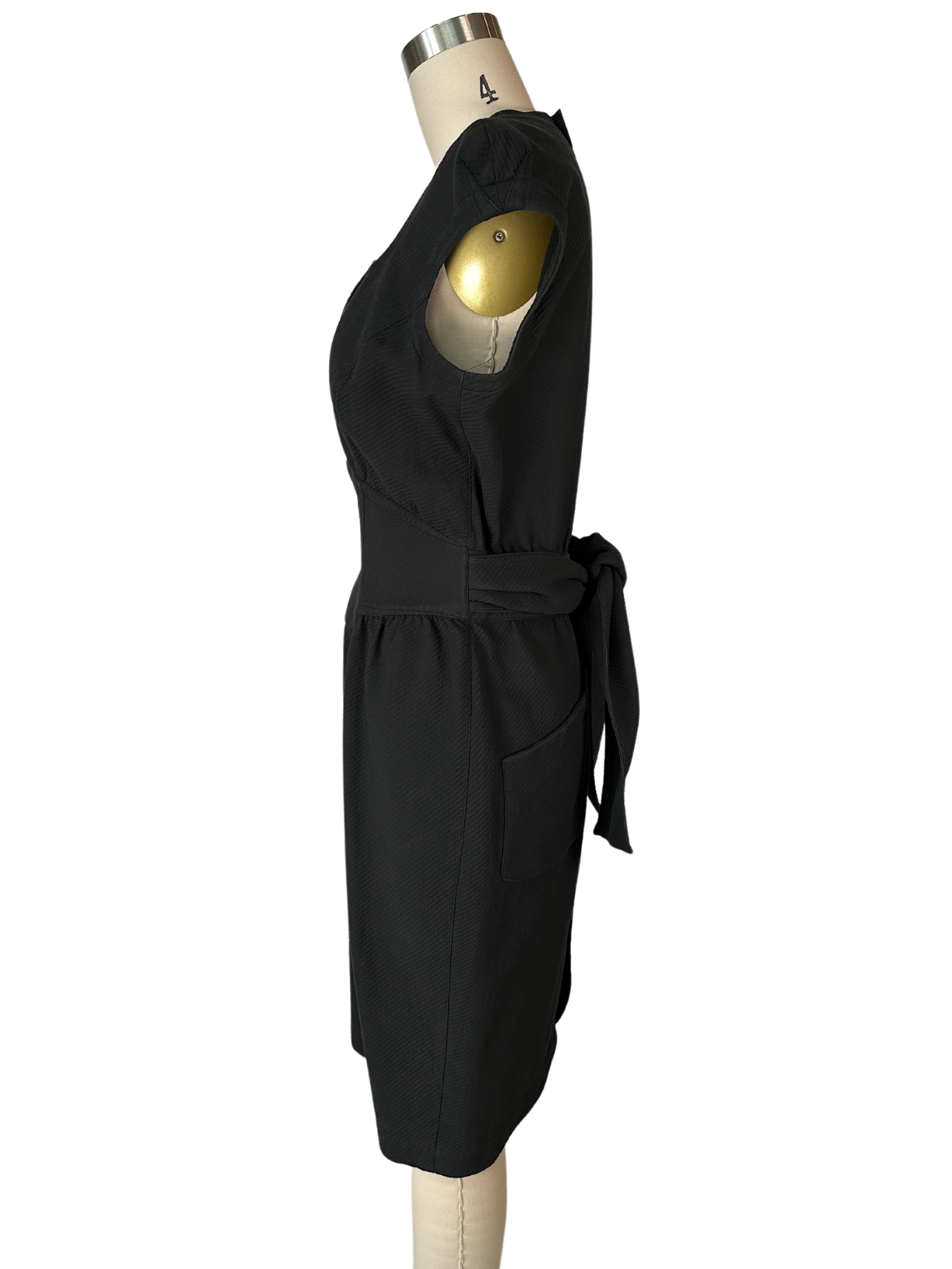 Vintage 1980s Thierry Mugler Iconic Black Dress with Oversized Belt - M - L