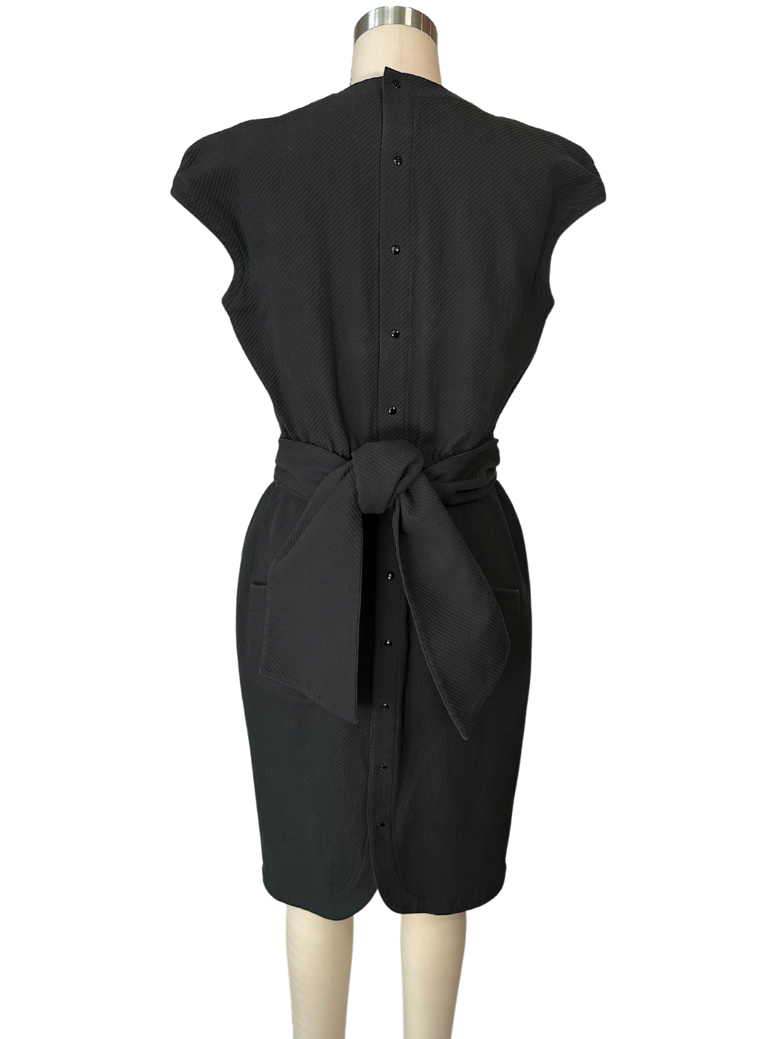 Vintage 1980s Thierry Mugler Iconic Black Dress with Oversized Belt - M - L