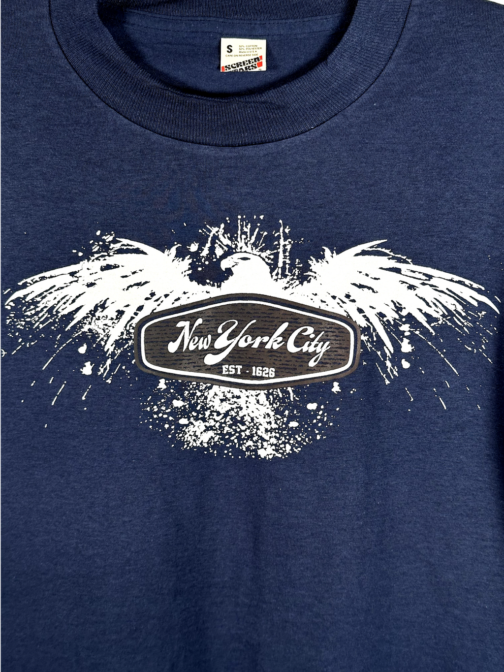 Vintage 1980s NYC Eagle Splatter Tee - S