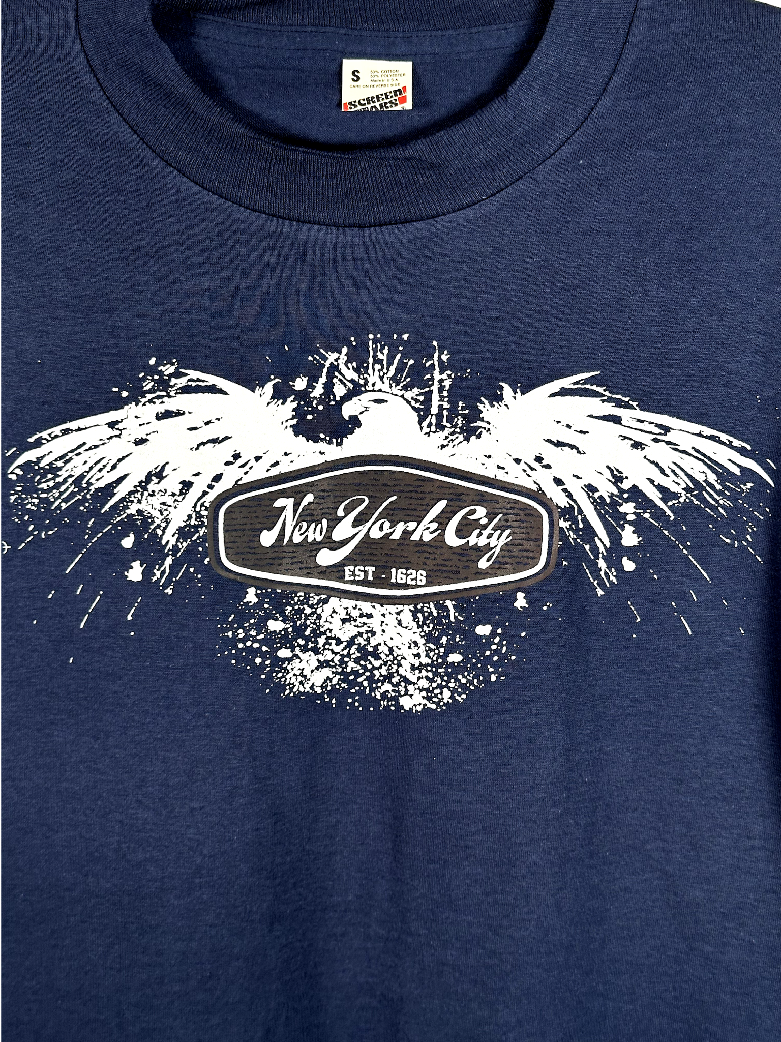 Vintage 1980s NYC Eagle Splatter Tee - S