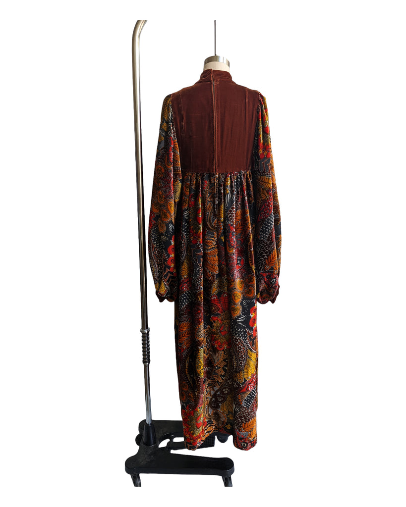 Vintage 70s Designer Peasant Maxi Dress