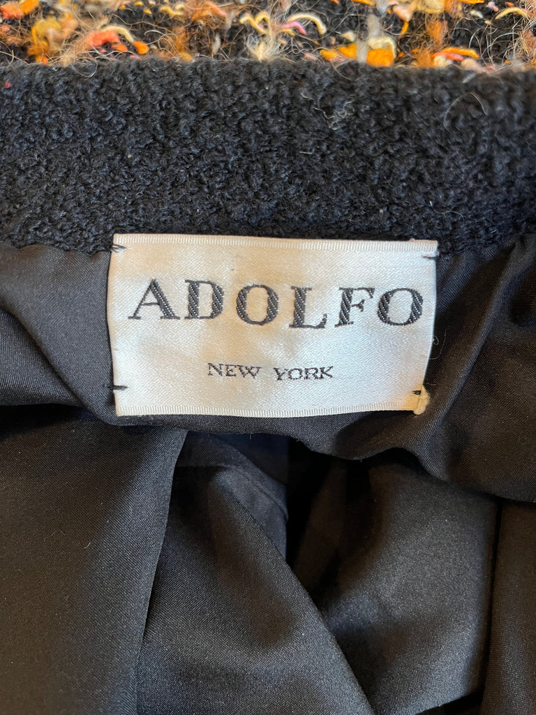 Vintage Adolfo Tweed Knit Boucle Oversized Jacket