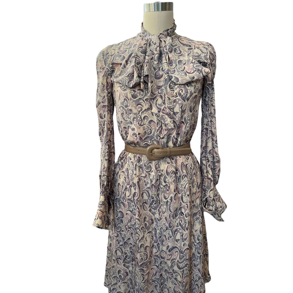 Vintage Ted Lapidus silk print midi dress