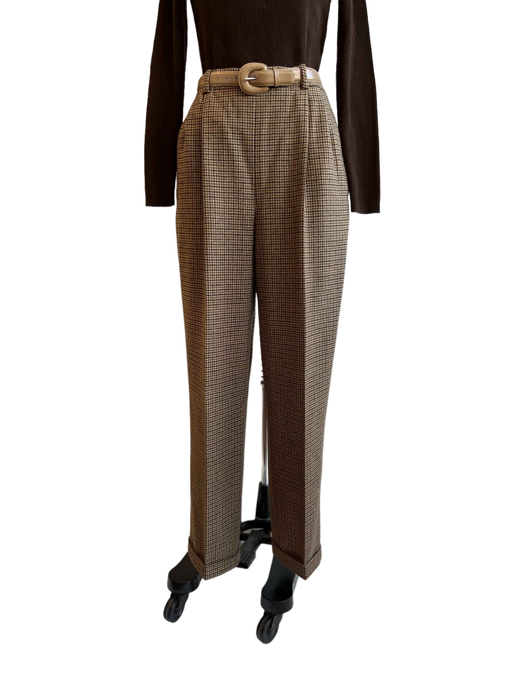 Vintage Ralph Lauren Blue Label Houndstooth Wool Pants - S-M
