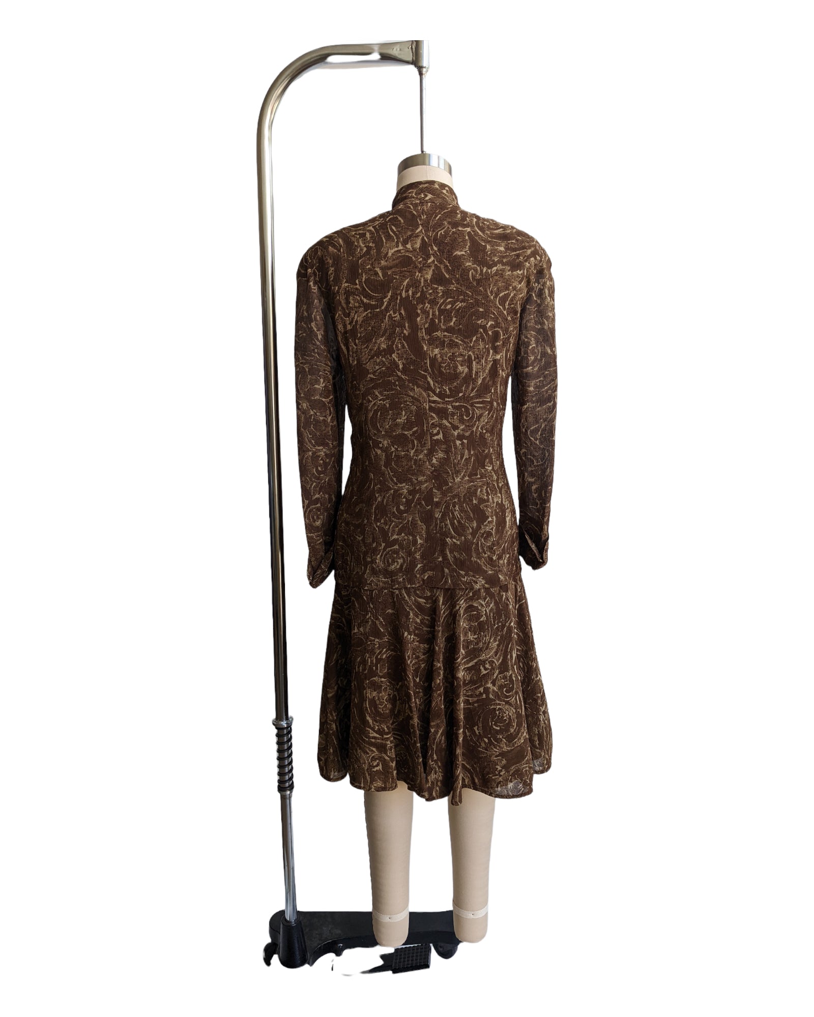 Vintage Emanuelle Ungaro Parallele Silk Print Drop Waist Midi Dress