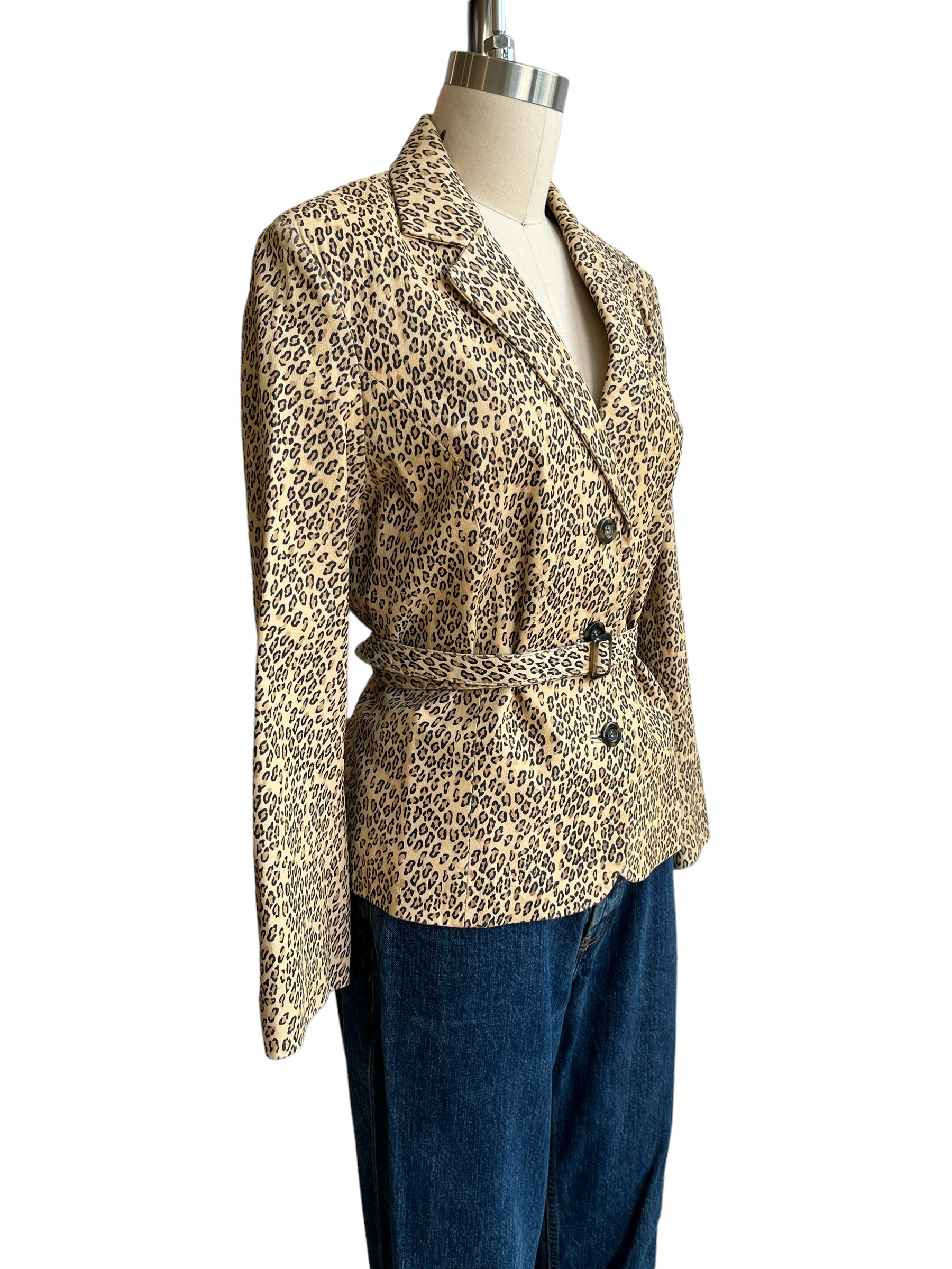 Vintage Leather Animal Print Jacket - L