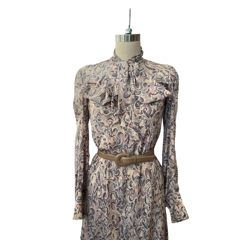 Vintage Ted Lapidus silk print midi dress