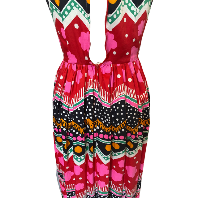 Vintage Bullock's Wilshire cotton blend print maxi dress XXS