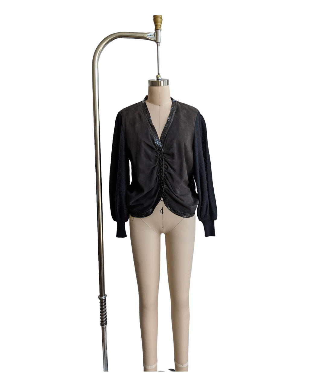 Vintage Magli Black Mohair Suede Snakeskin Cardigan Jacket S-M