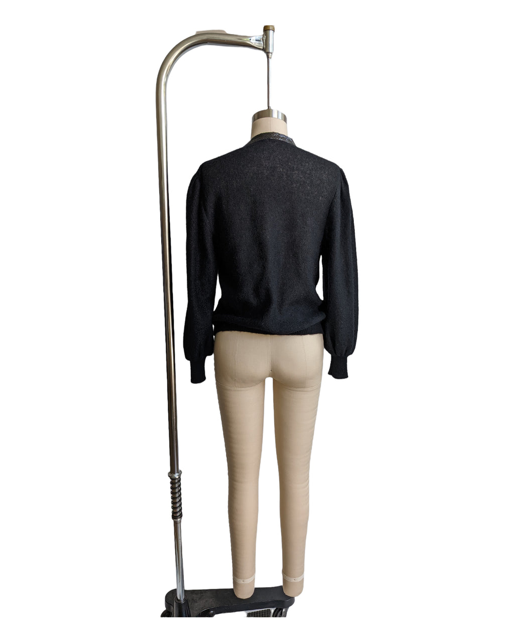Vintage Magli Black Mohair Suede Snakeskin Cardigan Jacket S-M