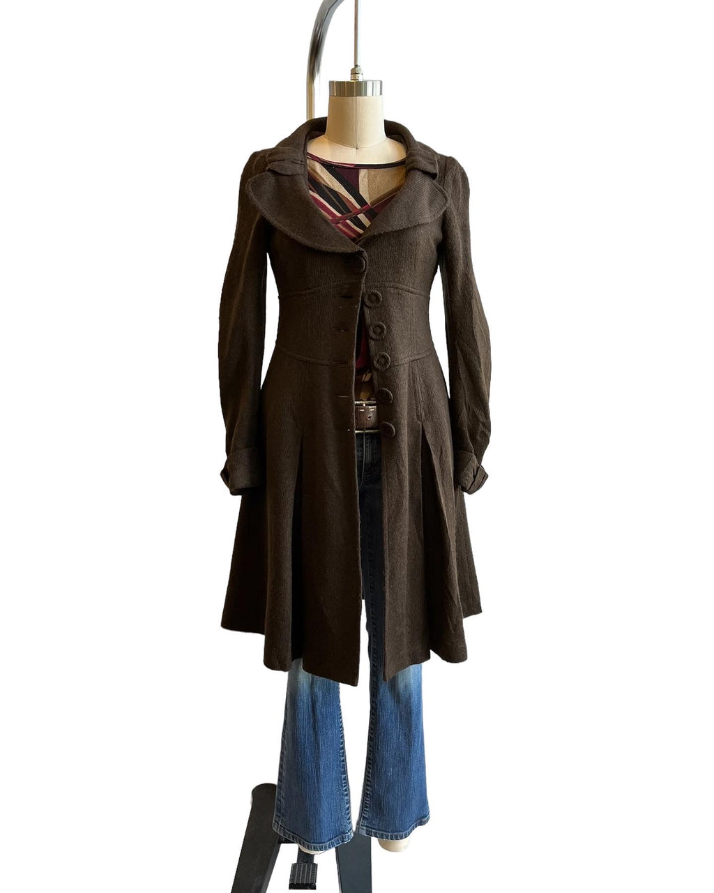 90s Y2K Nanette Lepore 3/4 length Brown Coat - S