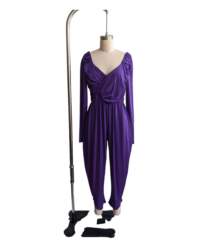Vintage Purple Stretch Jersey Disco Jumpsuit