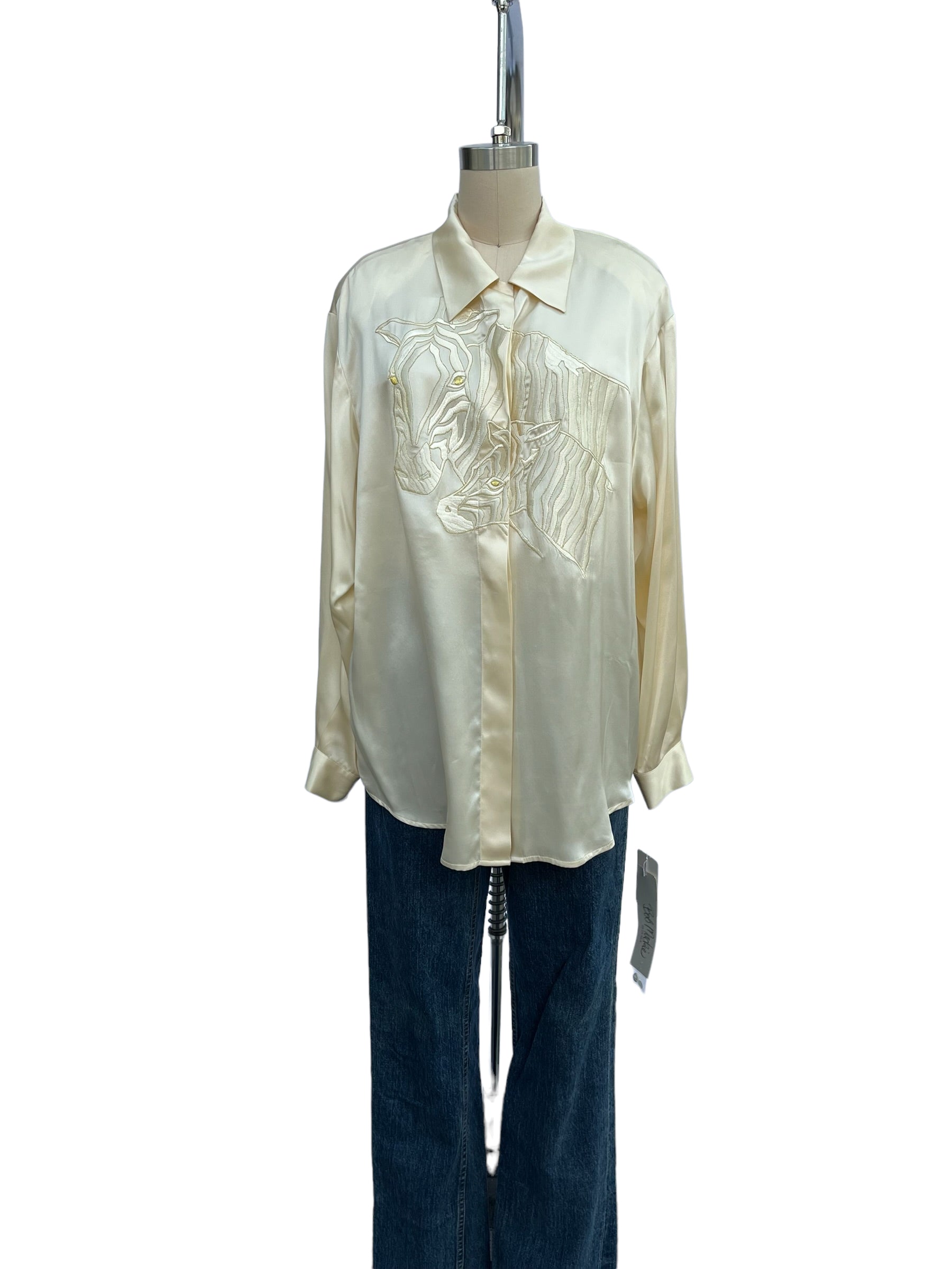 Vintage Bob Mackie NWT Silk Zebra Blouse Top - S,M,L