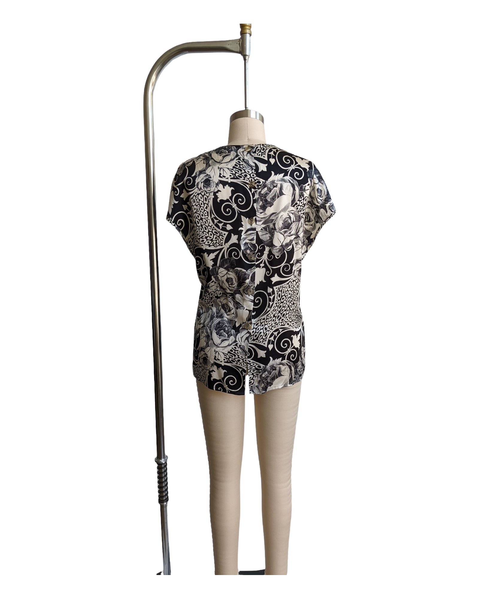 St. John Sleeveless Silk Print Top with Scarf - S-M