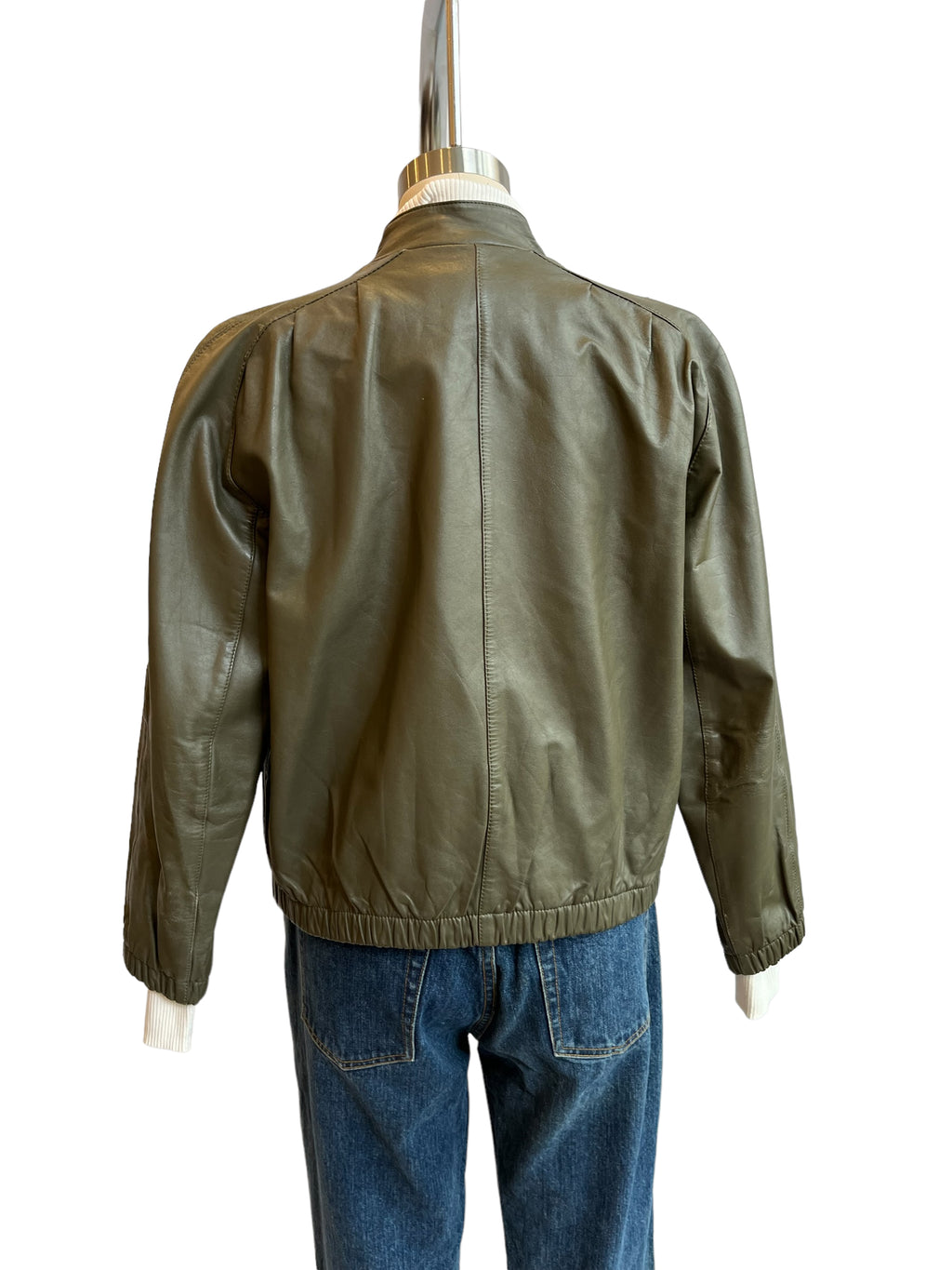 Vintage Olive Green Leather Jacket - S-M
