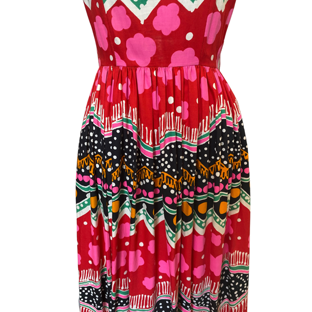 Vintage Bullock's Wilshire cotton blend print maxi dress XXS