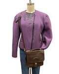 Vintage J. Tiktiner Purple Wool and Leather 80s Jacket - S - M