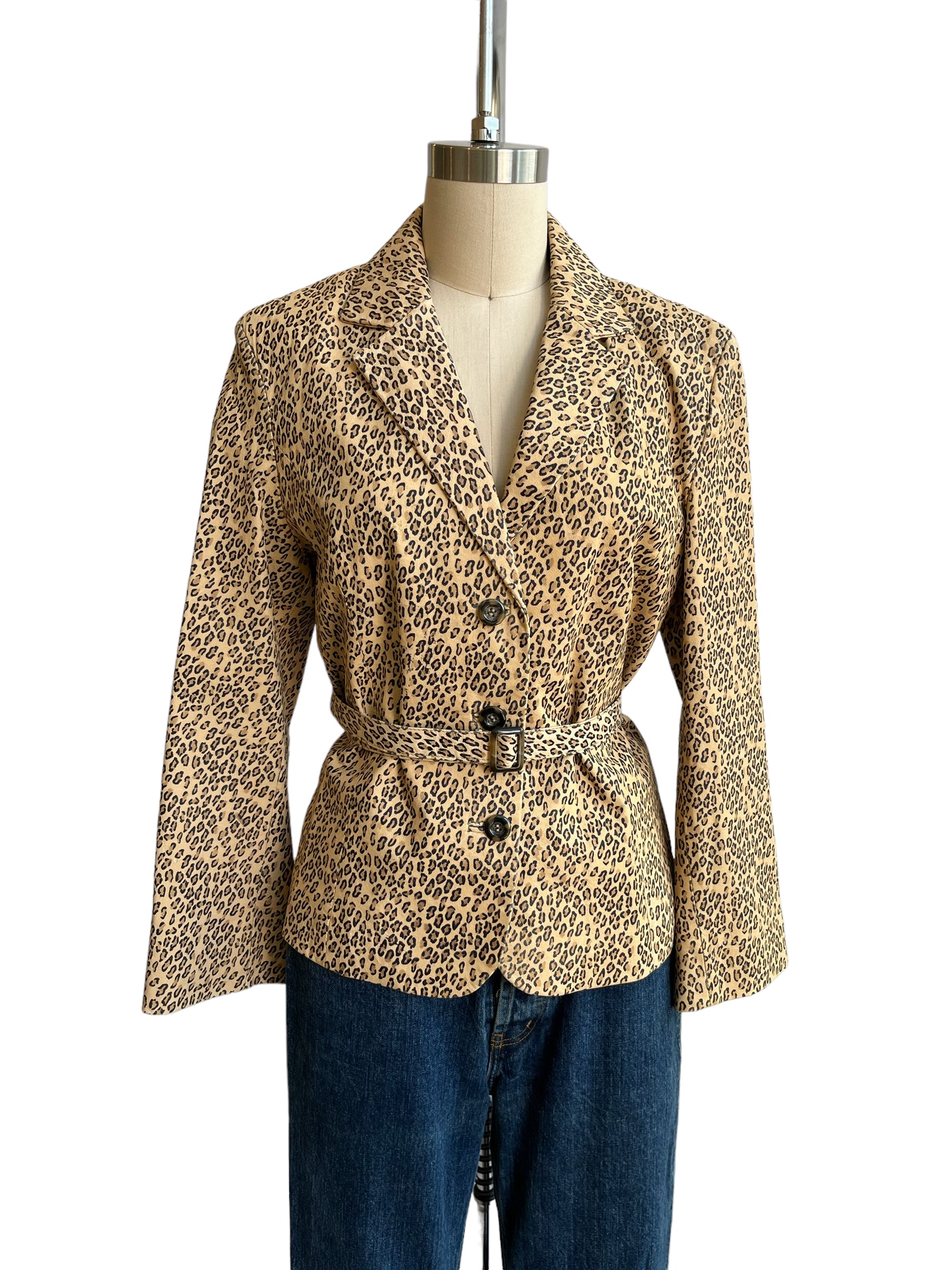 Vintage Leather Animal Print Jacket - L