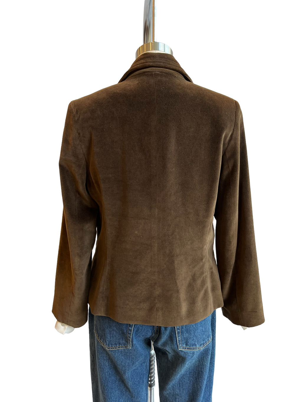 Chocolate brown Velvet 3 Button Blazer Jacket - M