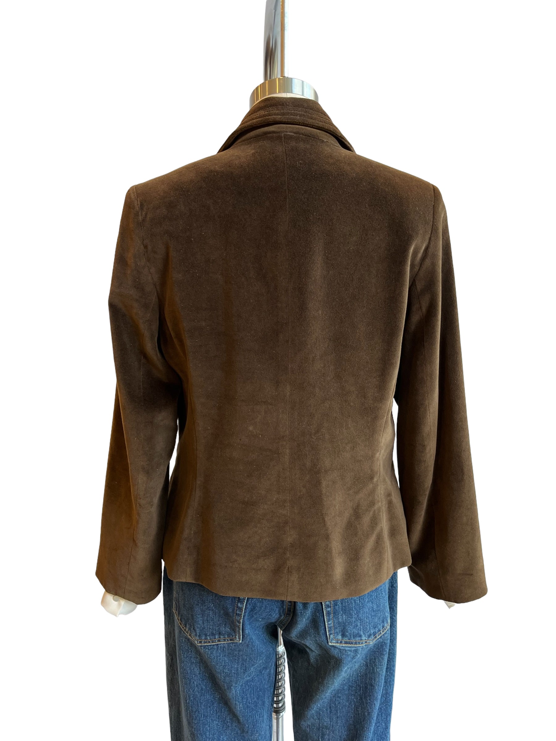 Chocolate brown Velvet 3 Button Blazer Jacket - M