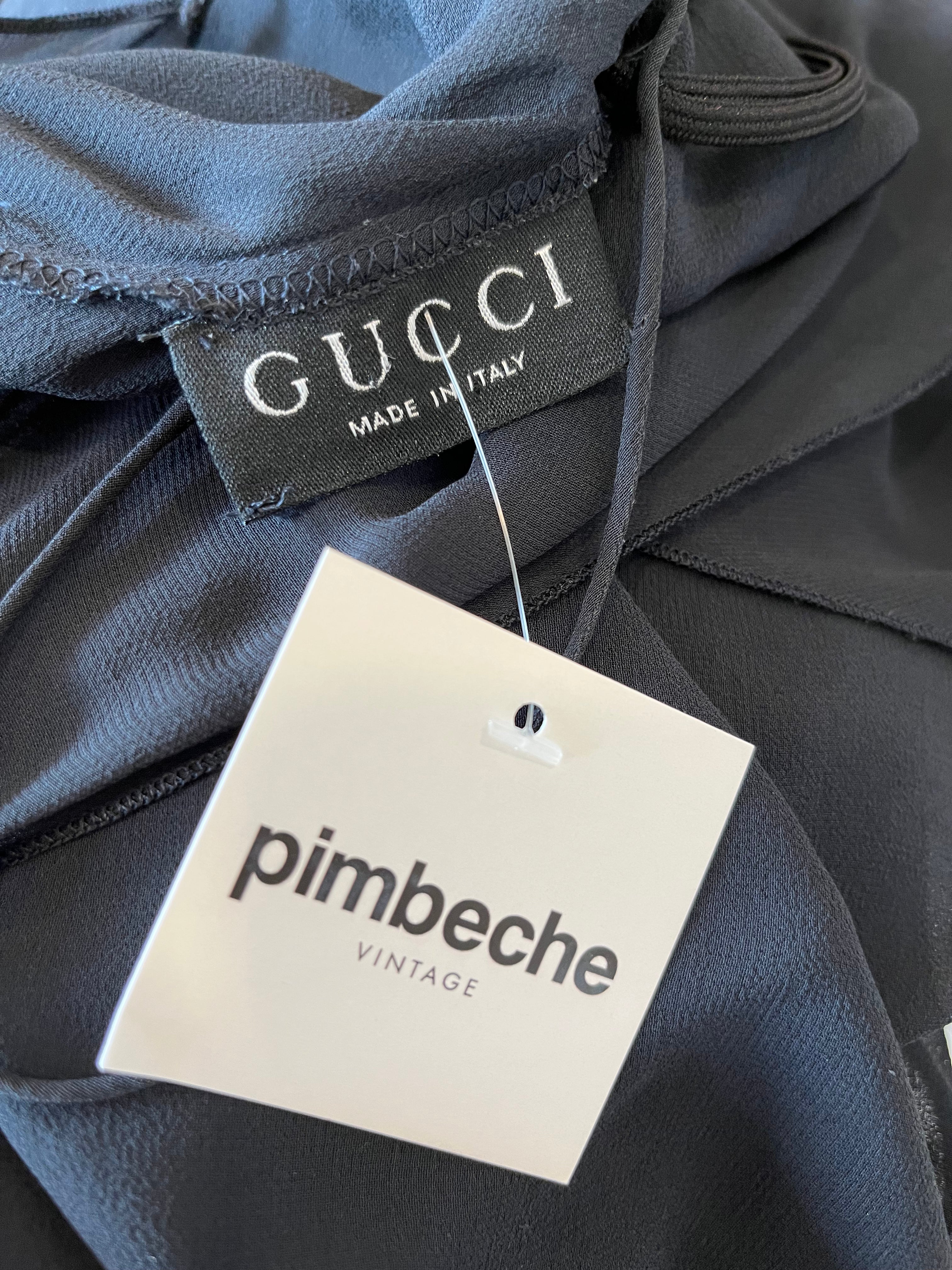 Vintage Gucci Black Silk Midi Slip Dress