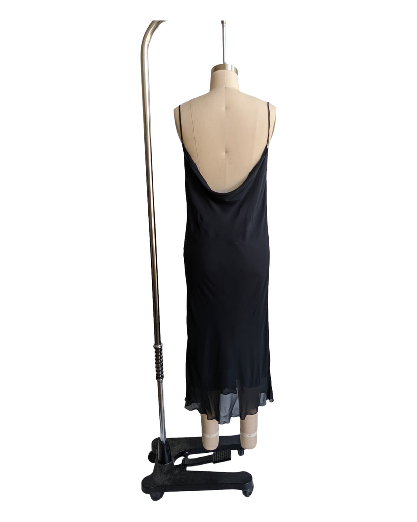 Vintage Gucci Black Silk Midi Slip Dress