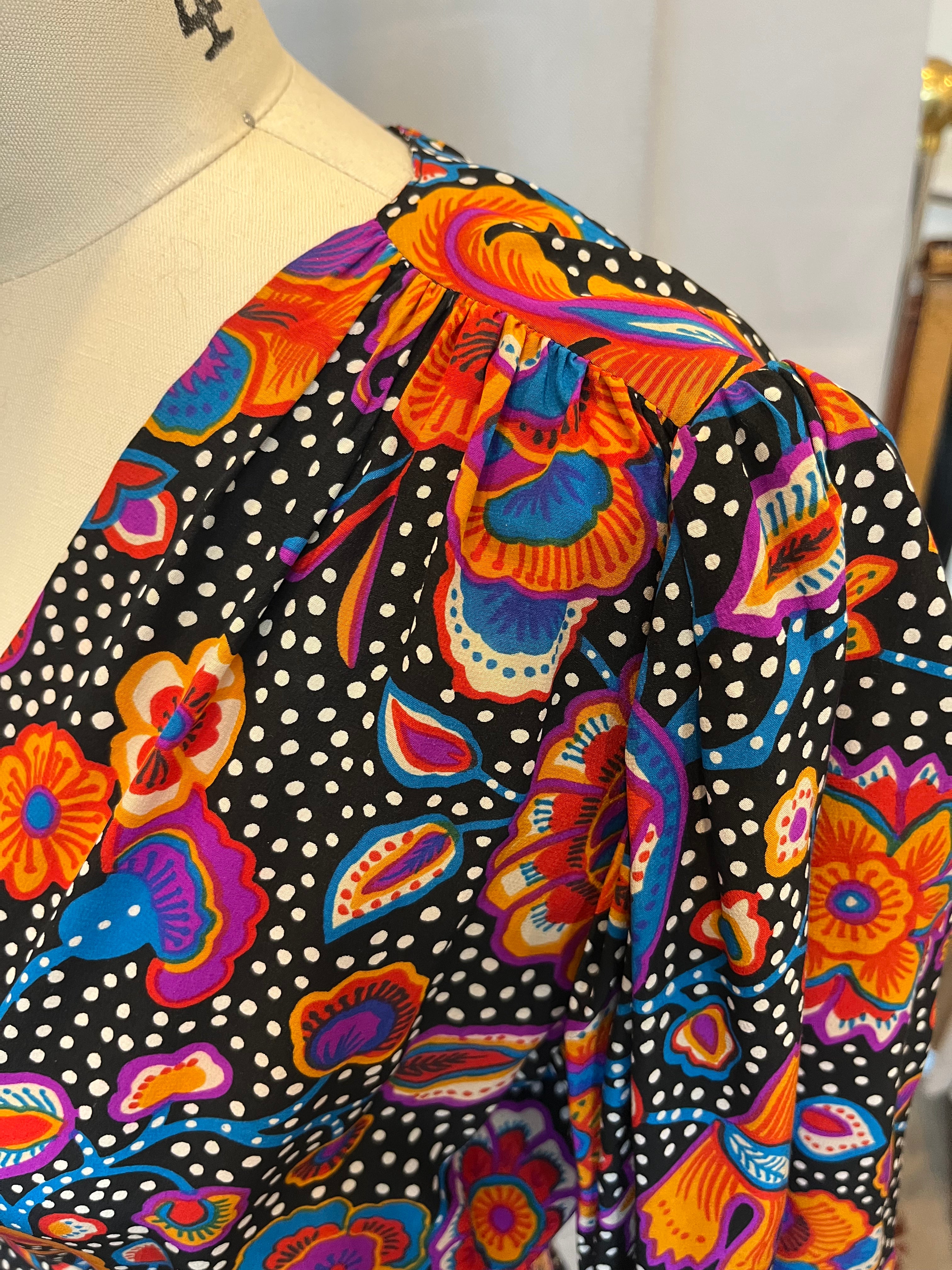 RARE Yves Saint Laurent Floral Silk Print Dress