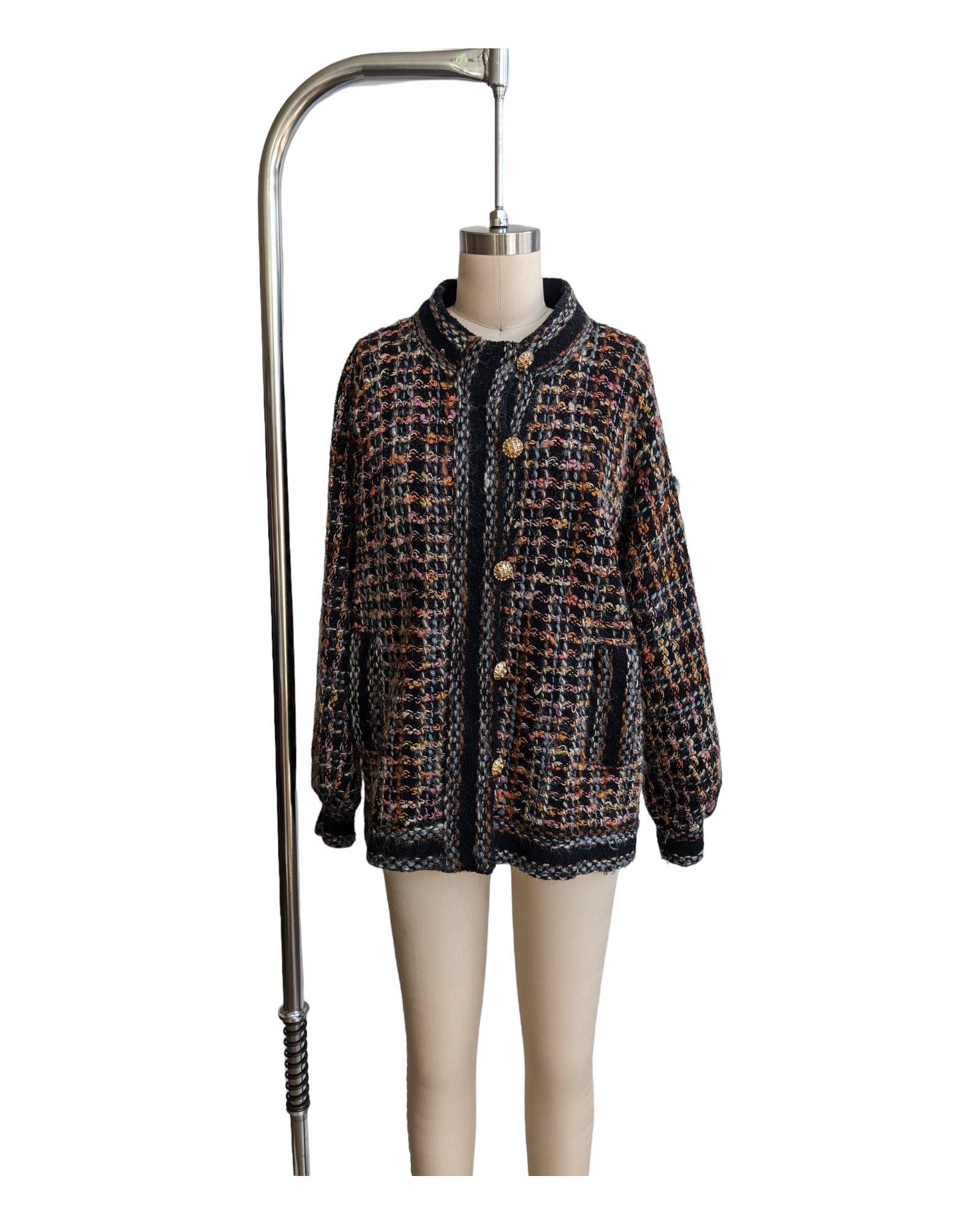 Vintage Adolfo Tweed Knit Boucle Oversized Jacket