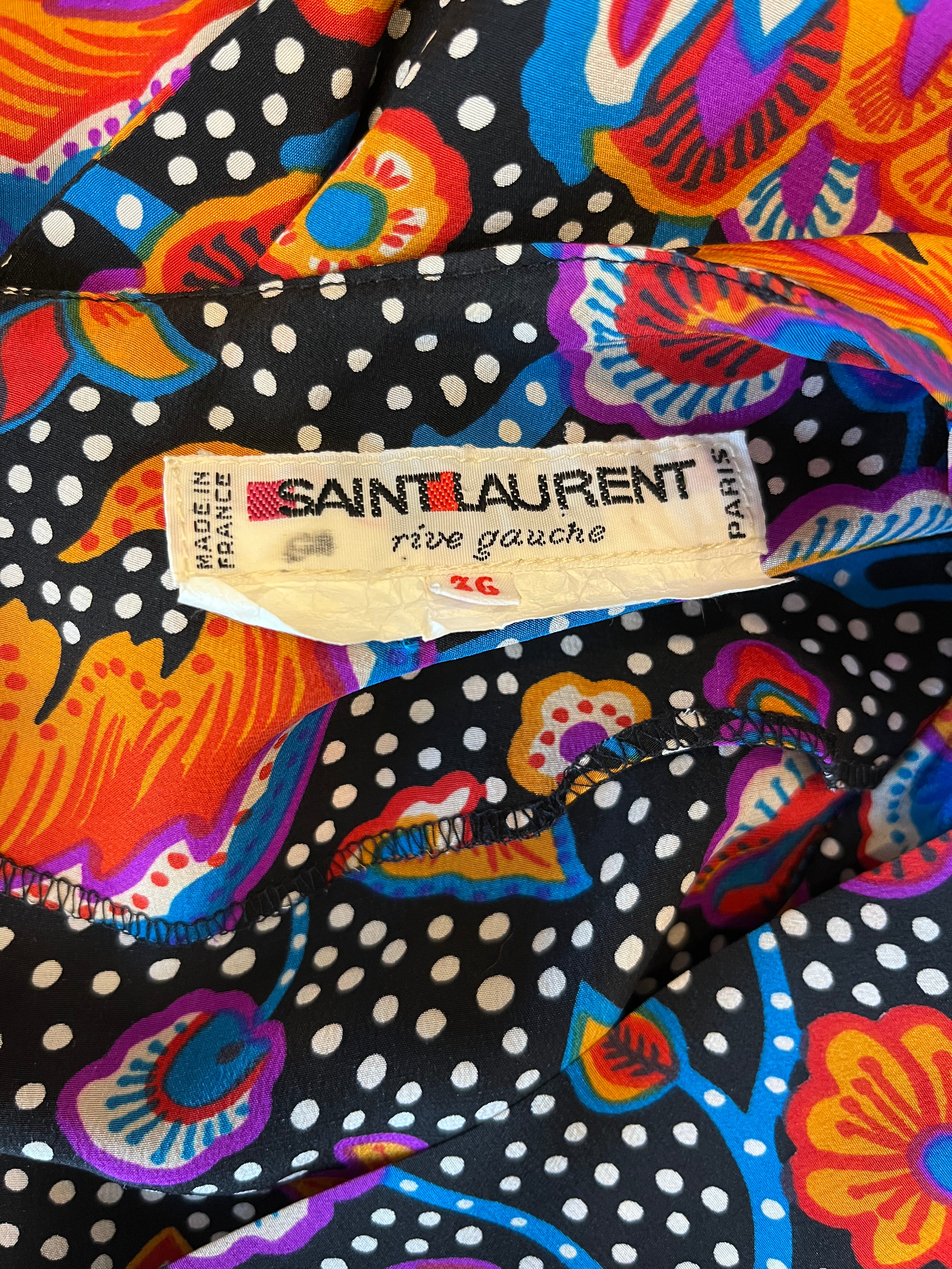 RARE Yves Saint Laurent Floral Silk Print Dress