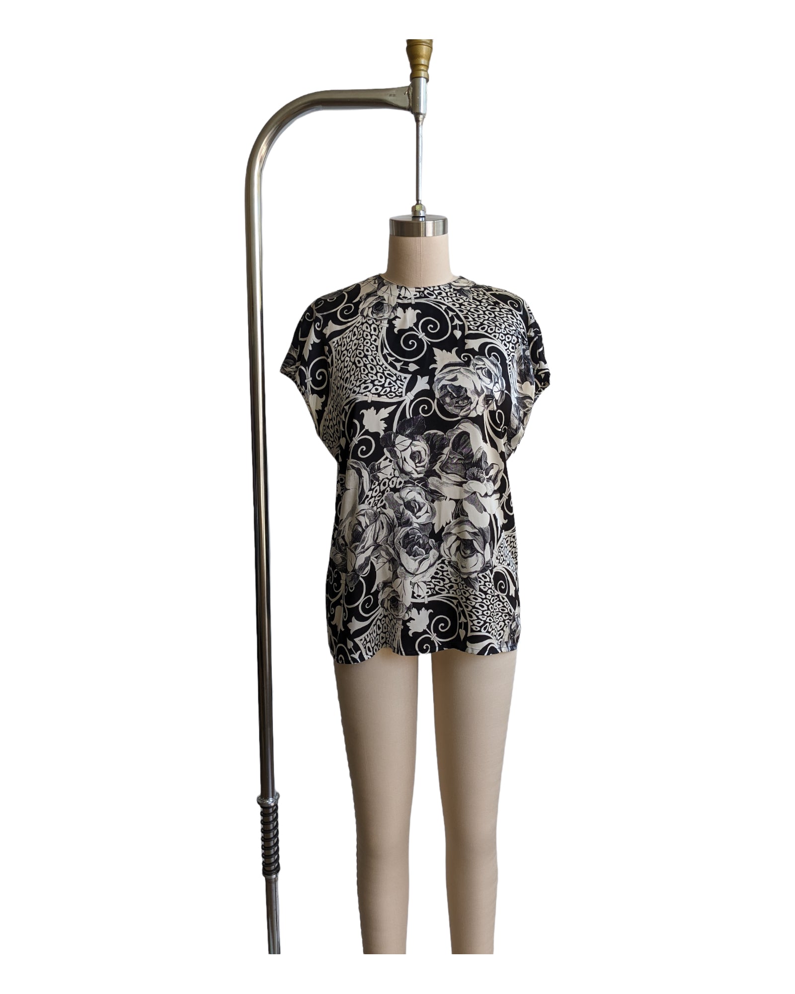 St. John Sleeveless Silk Print Top with Scarf - S-M