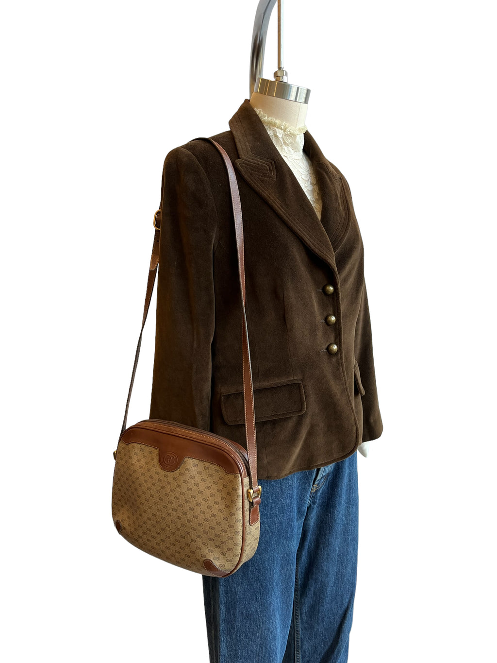 Chocolate brown Velvet 3 Button Blazer Jacket - M