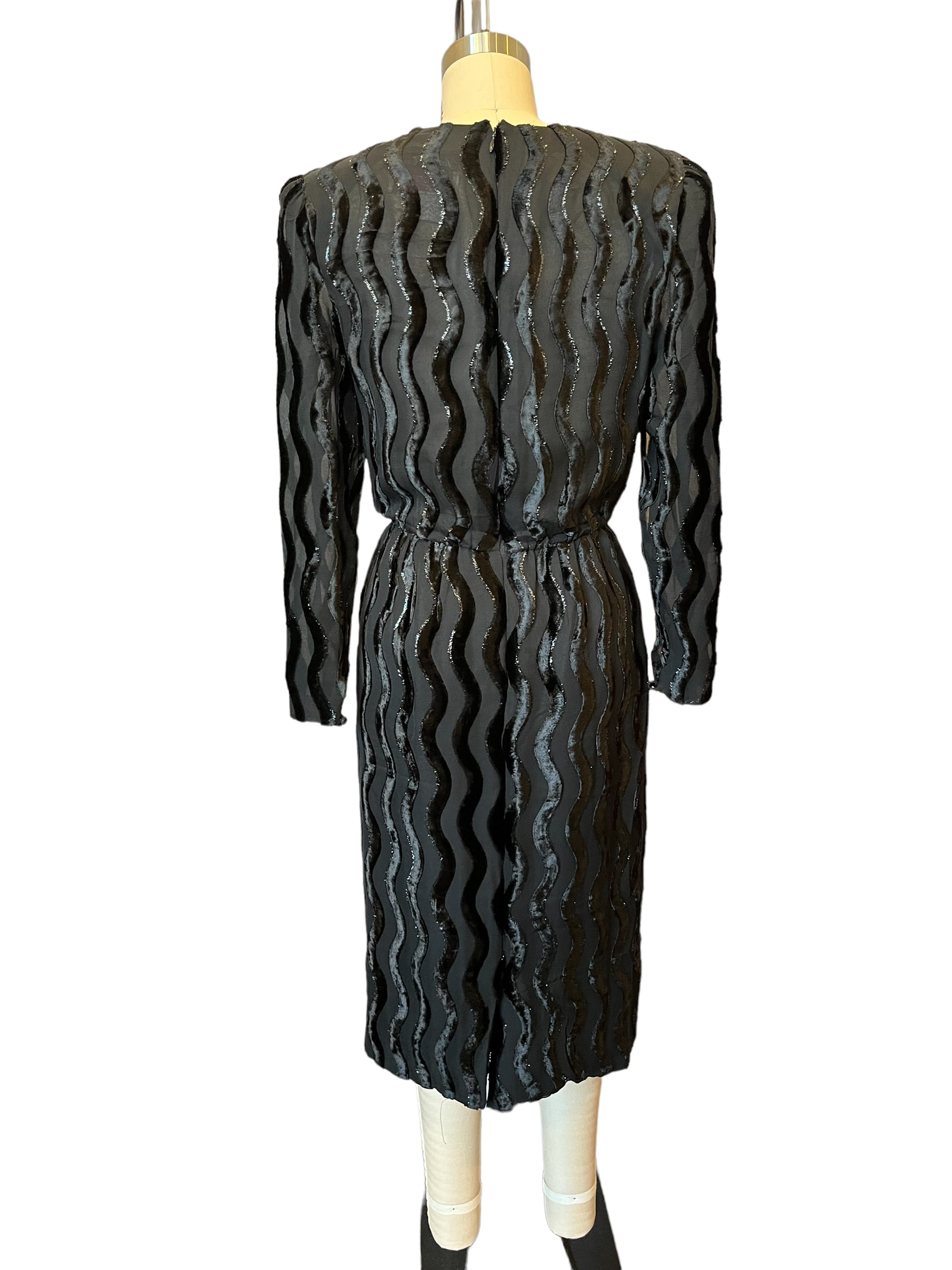 Vintage Diane Dickinson for Gentillesse Black Silk Blend Midi Party Dress - S-S/M