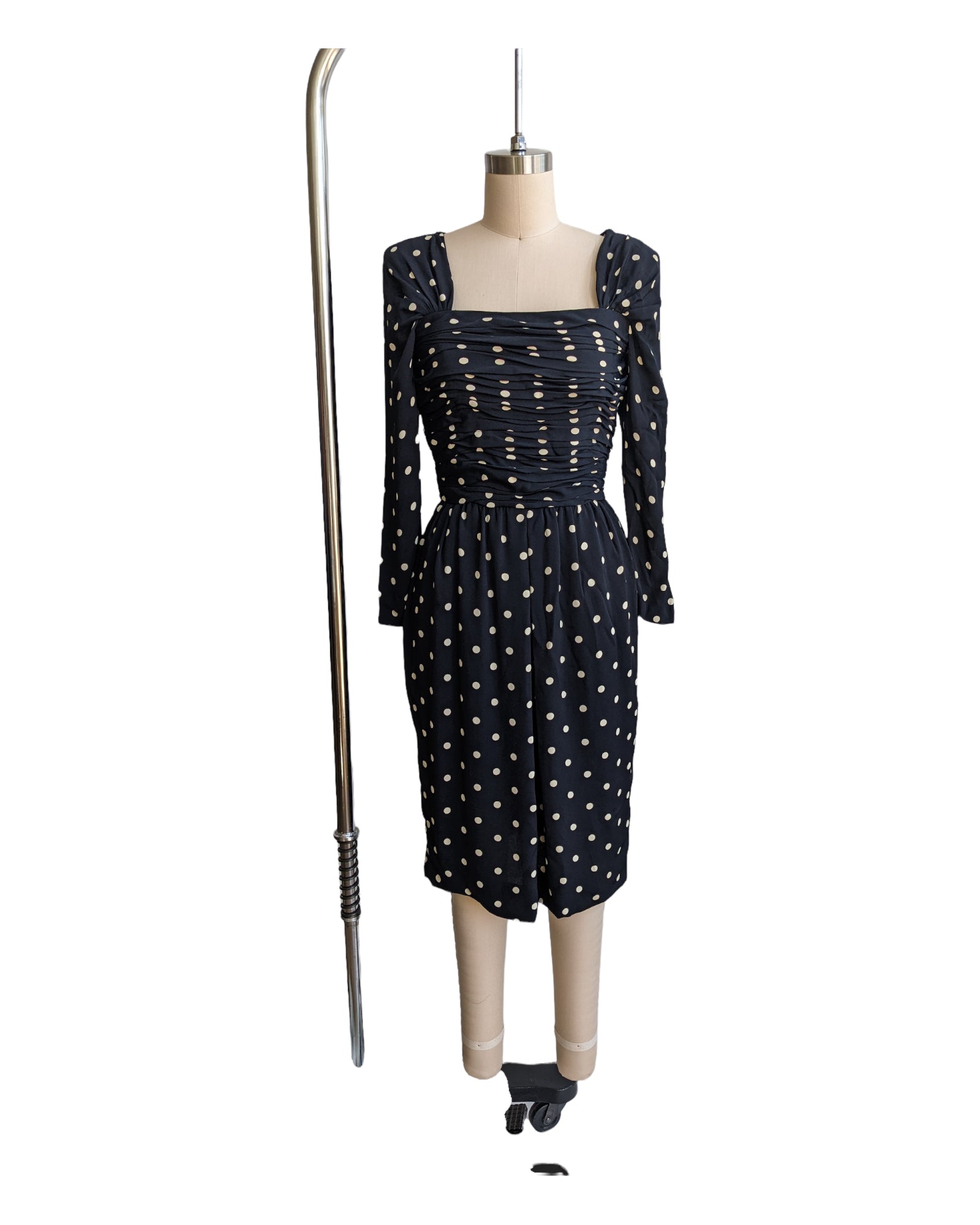 Vintage Lord & Taylor Polka Dot Wiggle Midi Dress