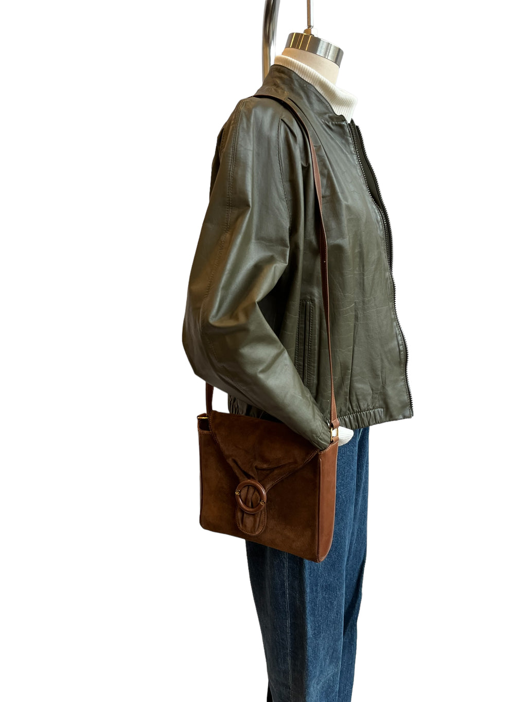 Vintage Olive Green Leather Jacket - S-M