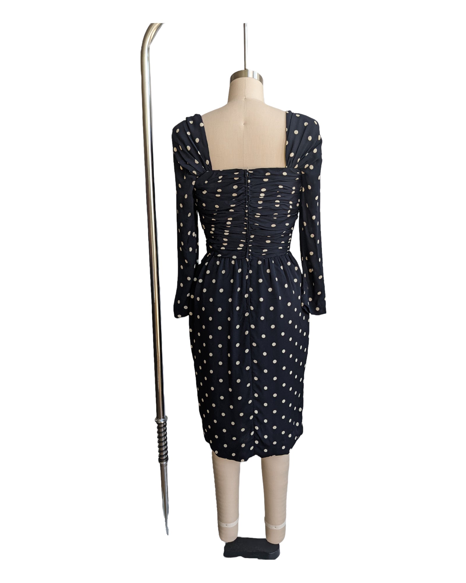 Vintage Lord & Taylor Polka Dot Wiggle Midi Dress