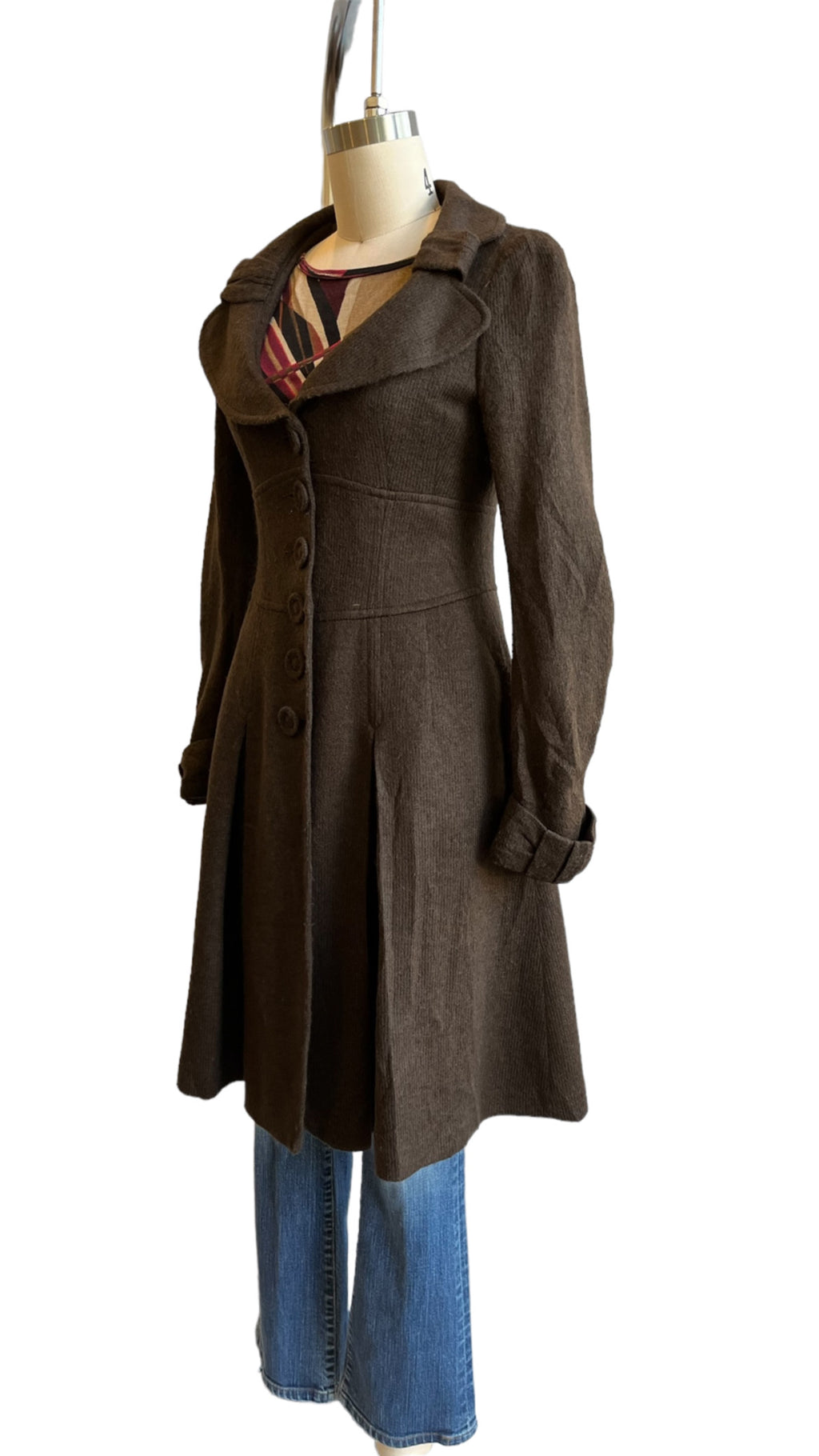 90s Y2K Nanette Lepore 3/4 length Brown Coat - S