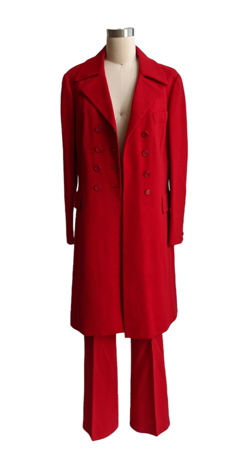 Vintage Elisabeth D'Astree Red Wool Couture Pant Suit